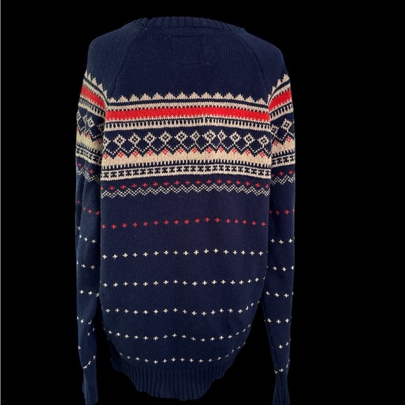 St. John's Bay Crewneck Sweater in Blue and Red with Nordic Design - Picture 2 of 6